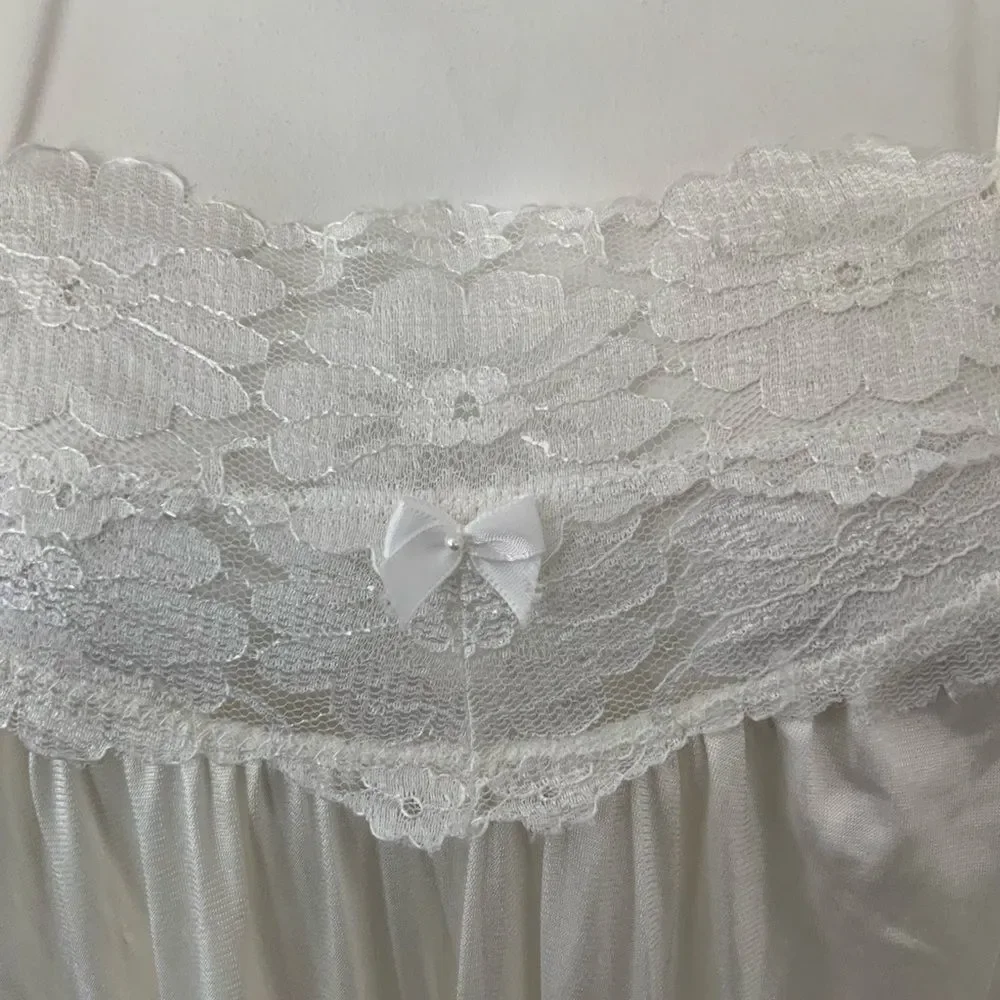 Val Mode Vintage Lace & Satin Slip Maxi Night Gown FLAWED M - Picture 10 of 16